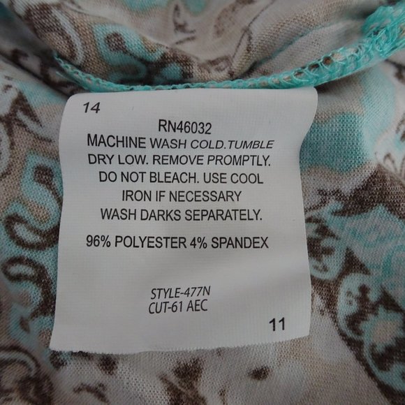 Women's Plus Size XL Aqua/BrownTunic Top- NEW - Picture 9 of 9